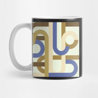 Abstract vintage geometric pattern brown blue Mug